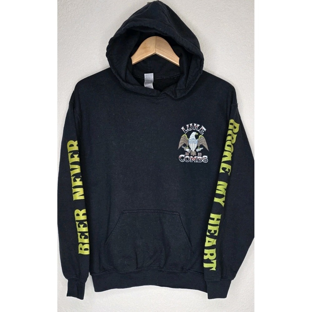 Luke Combs Hoodie 2023 Tour Sz M Golden Black Country Concert Unisex Pullover